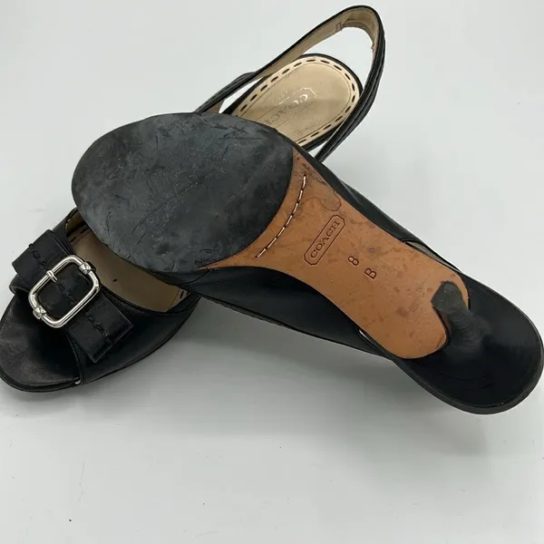 Coach Miranda Open Toe Slingbacks - Black -  Size 8B‎ B37 - Image 9