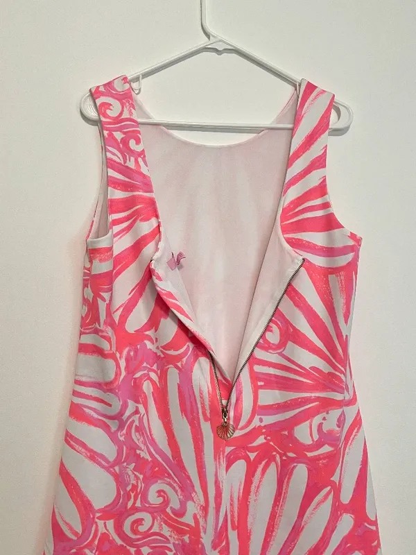 LILLY PULITZER Callie Shift Dress Pink Sun Ray Shimmy Shimmy Neon Seashell Large - Image 15