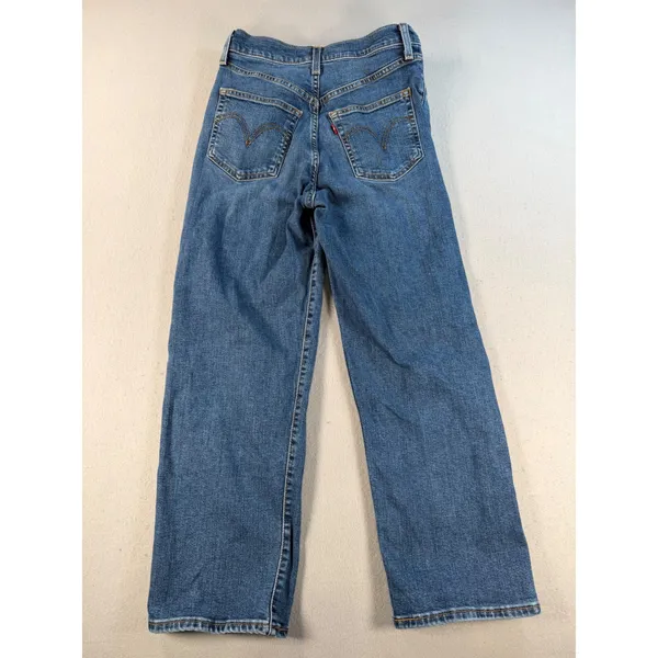Levis Ribcage Straight Ankle Jeans Blue High Rise Button Fly Denim VTH - Image 2