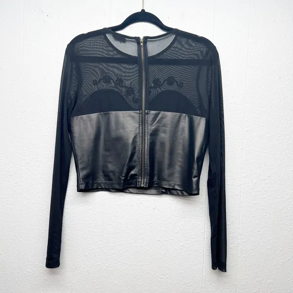 Iris Los Angeles Faux Leather Mesh Top Women XL Whimsigoth Witchy Y2K Dark Fairy - Image 3