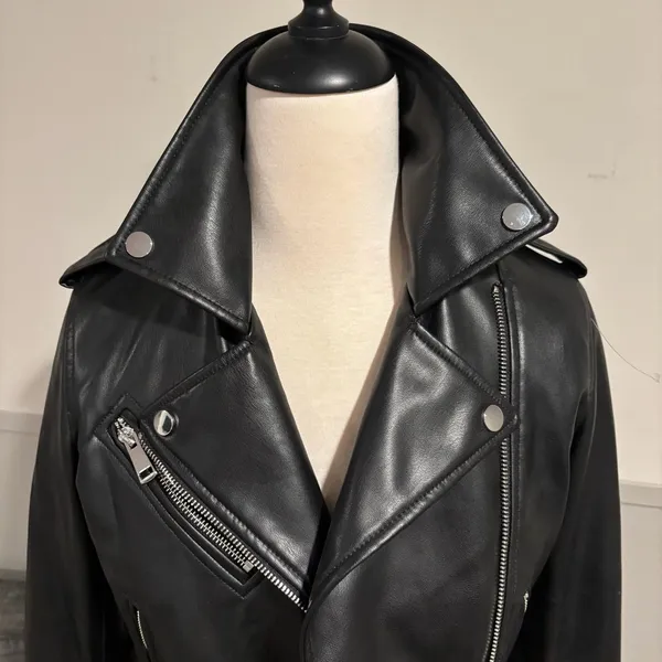 Zara Black Faux Leather Moto Jacket - Image 10
