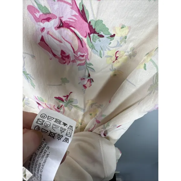 Zara Medium Dress Womens Floral Short Sleeve 90s Style‎ Yellow Pink Roses Lined - Image 14