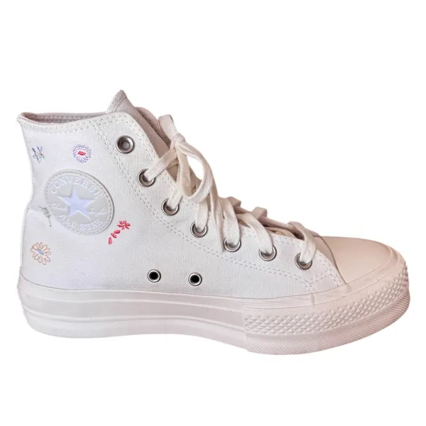 Converse Chuck Taylor All Star Lift Floral Embroidered‎ Hi Tops Women 8.5 - Image 6