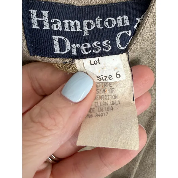 Vintage Hampton Dress Co. beige peplum work dress size 6 - Image 4