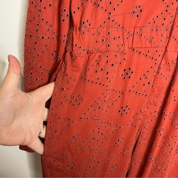 Free People rust colored eyelet‎ jumpsuit zip up size 4 - Image 7