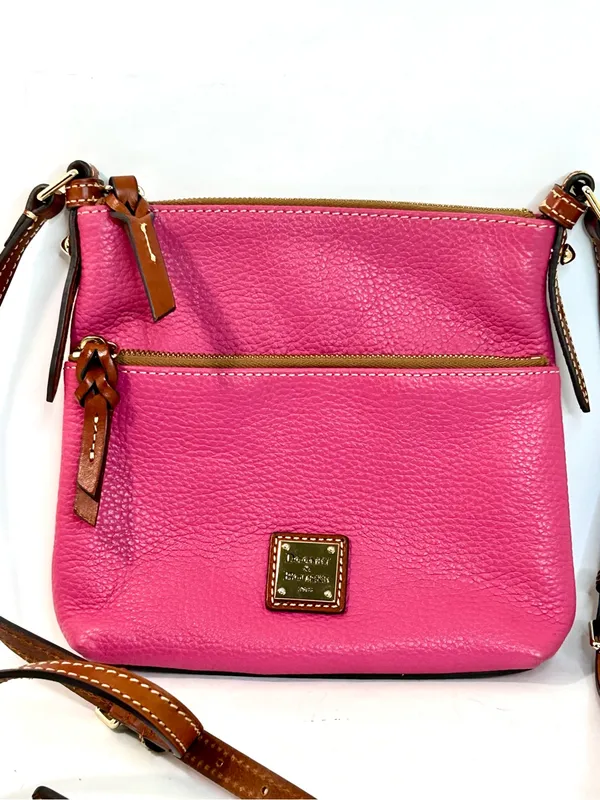 Dooney & Bourke Pebble Grain Crossbody in Bright Fuchsia Pink, Dust Bag Included - Image 4
