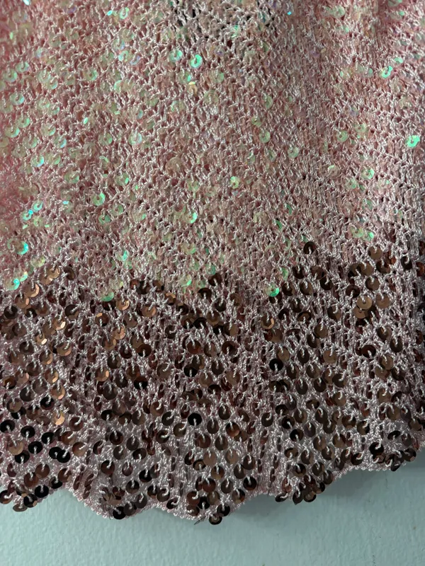 Vintage Sequin Spaghetti Strap Tank Pink Size XXS - Image 4