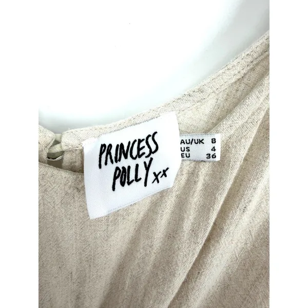 Princess Polly Romper Sleeveless Boho Size 4 Oatmeal Beige Smocked Strap Keyhole - Image 8