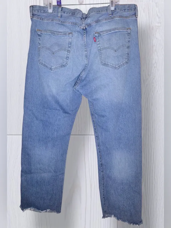 Levi's 501 High Rise Raw Hem Straight Leg Jeans | Light Wash - Image 4