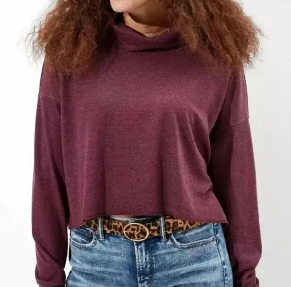 American Eagle Outfitters Cream Ivory Cowl Neck Waffle Knit high low top Large - Image 8