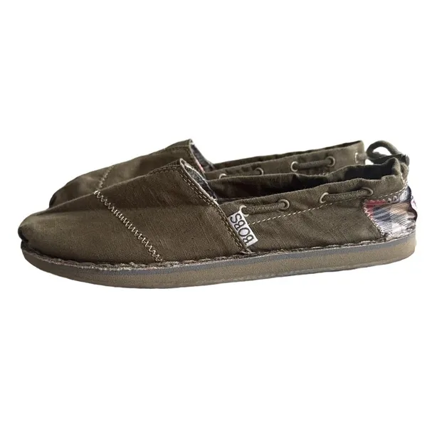Skechers Bobs Olive Green Canvas Slip On Boat Shoe Flats Women 5 Comfort Neutral - Image 3
