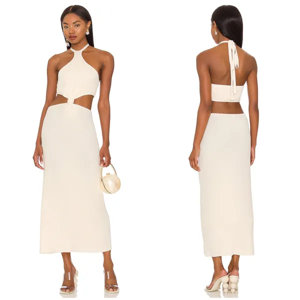 Cult Gaia Cameron Dress Off White Knit Cutout Midi - Image 2