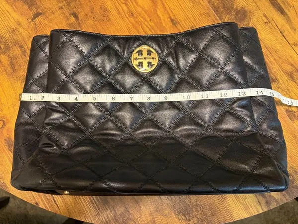 Authentic Tory Burch WILLA Quilted Chain Tote - Black NWT - Image 6
