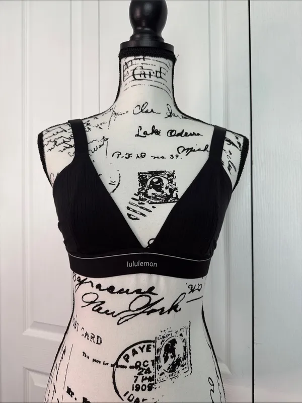 lululemon athletica Stretch Cotton Rib Neck Triangle Bralette Logo in Black - Image 2