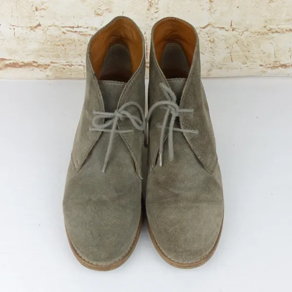 Madewell 1937 Sandstorm Suede Leather Lace-up Ankle Booties 7.5 Tan Block Heel - Image 4
