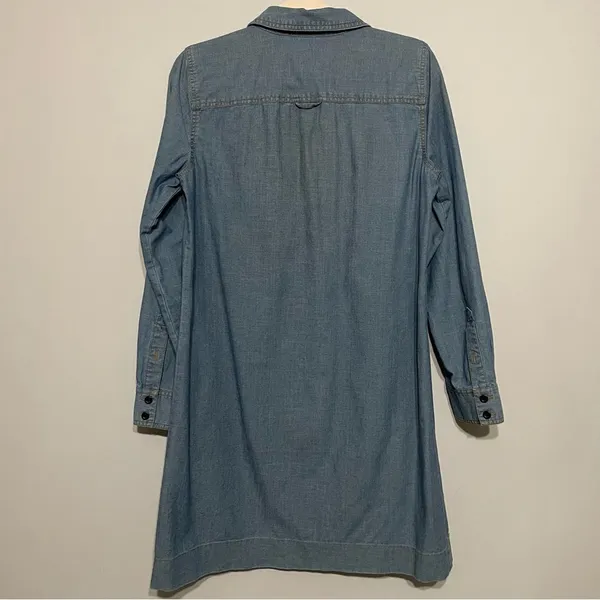 J Crew Chambray Shirt Dress Essential Long Sleeve Cotton Small - Image 8