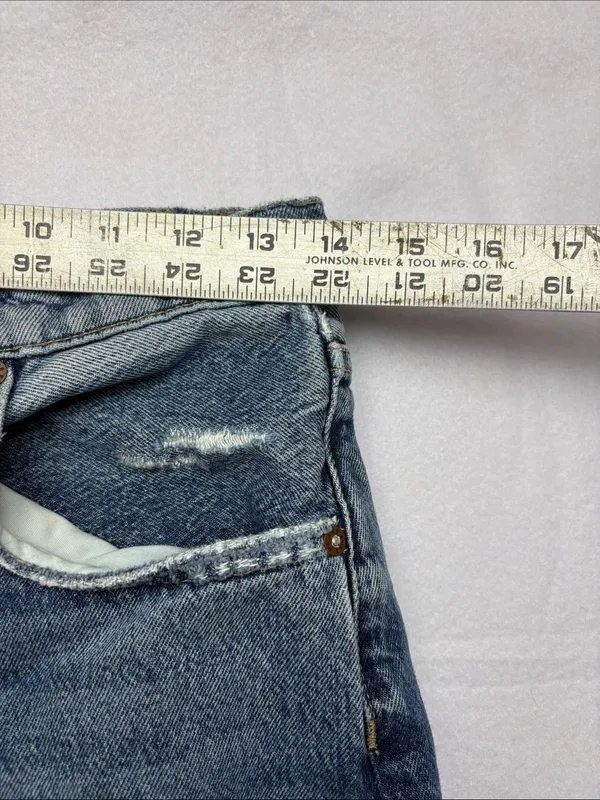 We the Free size 27 Relaxed Fit Distressed Denim Jeans blue straight leg crop - Image 5