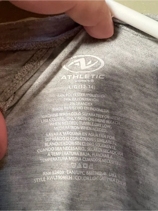 Athletic Works Women's Size Large 12-14 Long Sleeve T-Shirt Light Heather Gray - Image 8