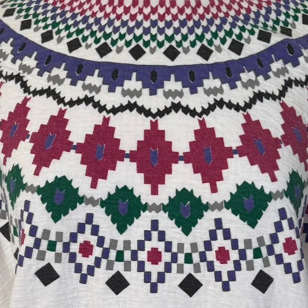 Vintage Southwestern Graphic Sweatshirt Pullover USA made geometric‎ medium White - Image 5