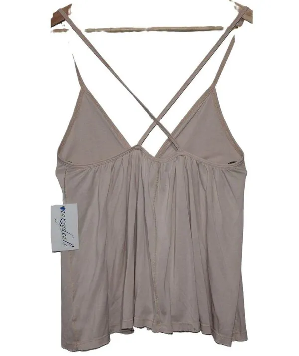 Free People Clara Babydoll Pink Modal Pleated V-Neck Camisole Tank Top Size XS - Image 2