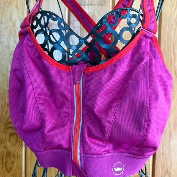 Women's Pink Sports Bra Shefit sports bra 4luxe support bra zip front adjustable - Image 3