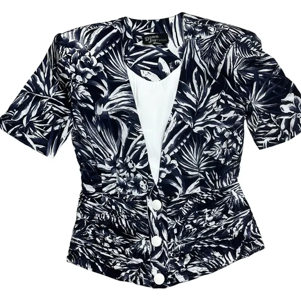 VTG‎ 90s DAWN JOY FLORAL Shorts Set Two Piece ROMPER High waist Size Small - Image 6