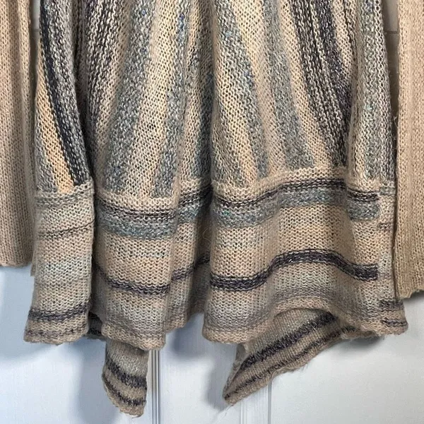 Free People Sz S Cardigan Toggle Closure Wool Blend Tan Blue Metallic - Image 10