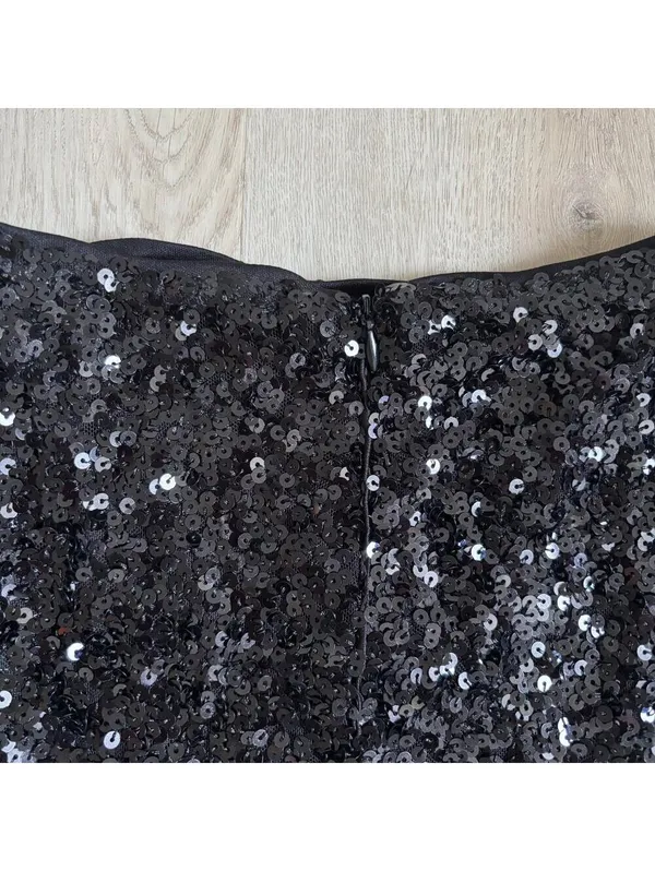 SSYS The Label EUC Women's Black Sequin Midi Skirt with Side Tie Size XS - Image 4