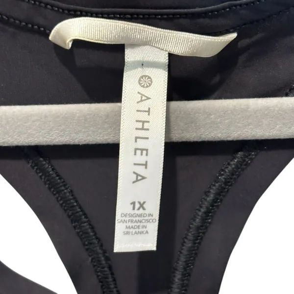 Athleta Women Activewear Tank Top 1X Black Zip Pocket‎ Racerback Sleeveless - Image 3