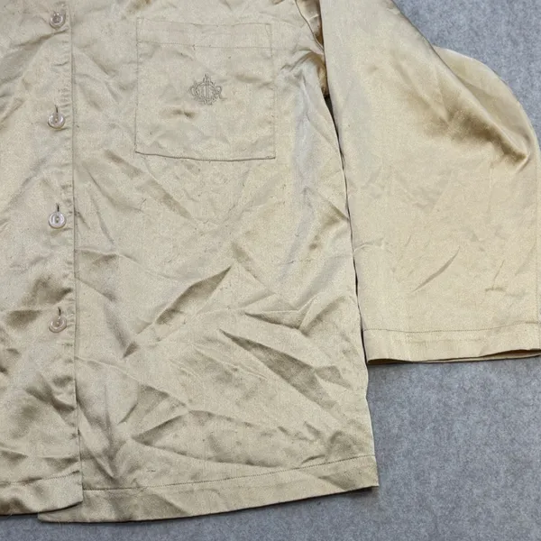 Vintage Christian Dior Pajama Set Women L Gold Luxury Old Money Loungewear Fair - Image 10