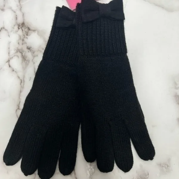 Kate Spade black gloves with bow - Image 2