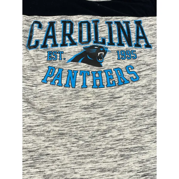 Carolina Panthers Womens Gray and Black Short Sleeve Tee High‑Low Hem Size M - Image 3
