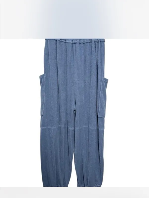 Free People Dusty Blue Cargo Beach Terry Jogger Medium - Image 2