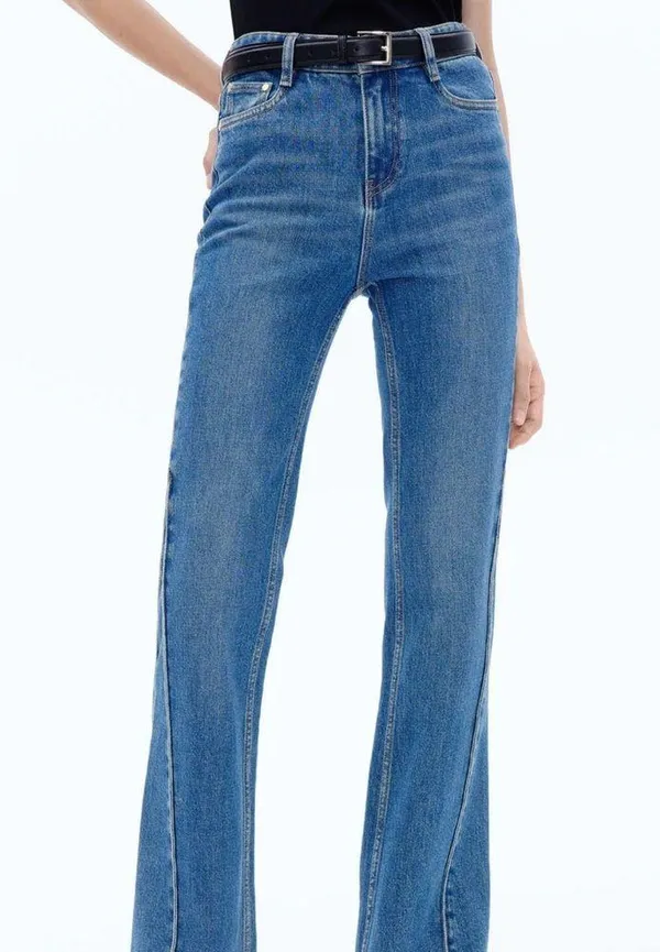 MID WAIST FLARED JEANS Blue Size 27 - Image 5