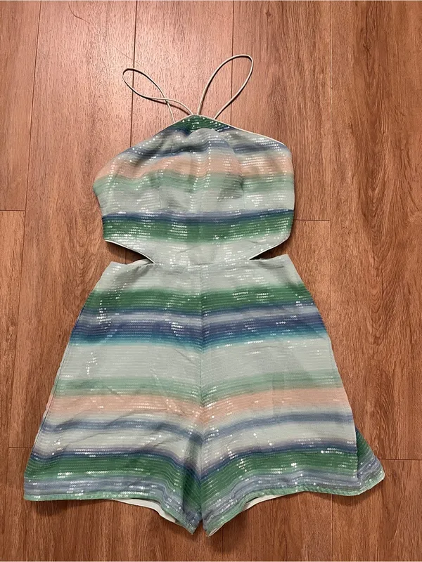 HUTCH BY ANTHROPOLOGIE Striped Sequin Romper - Image 3
