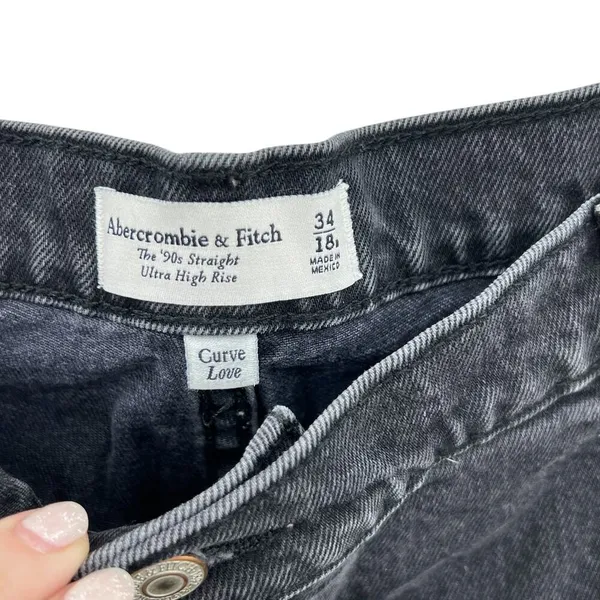 Abercrombie Curve Love Jeans Ultra High Rise 90s‎ Straight Black Size 34 18R - Image 11