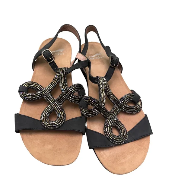 Dansko Reeta‎ Beaded Sandals Black Sz 38 EU/ 7.5 US leather iridescent - Image 3