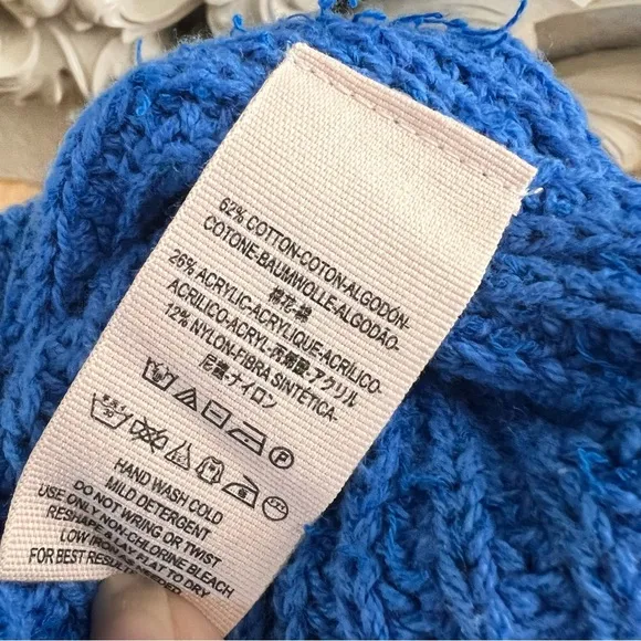 FREE PEOPLE NWT Blue‎ Cerulean Oversized Knit Sweater Size Small - Image 9