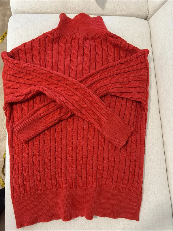 Petal & Pup Frida Cable Knit Half Zip Sweater, Red, Size XL, NWOT Display - Image 5