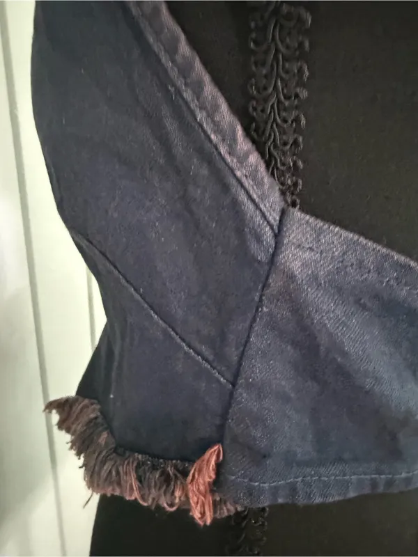 PrettyLittleThing Navy Blue Halter Top with Brown Fringe - Image 6