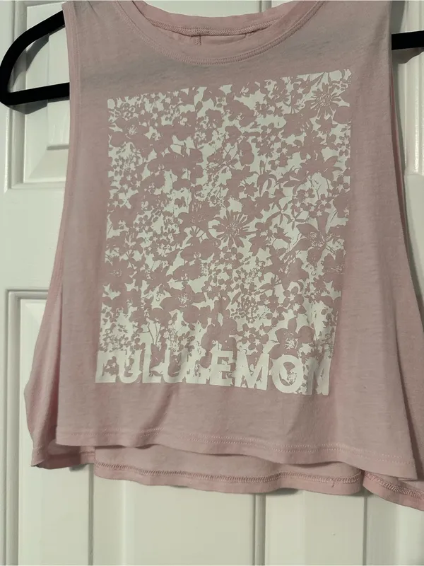 lululemon athletica Pale Pink Floral Graphic Cropped Tank - Image 3