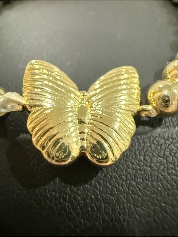 Kendra Scott | Gold Plated Beaded Stretch Bracelet with Red Butterfly - Image 3