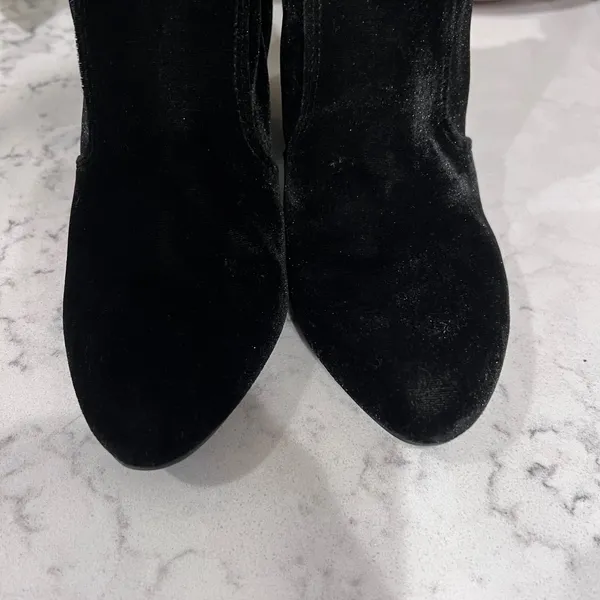 G by GUESS Womens Black Velvet Rhinestone Studded Block Heel Ankle Boots 7.5M - Image 5