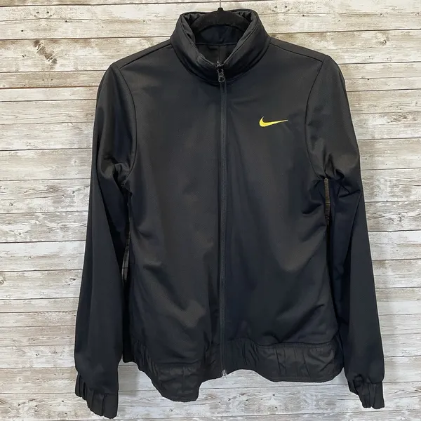 Nike Womens M Jacket‎ Reversible Black Fit Dry Hidden Hood Running Cycling Logo - Image 5
