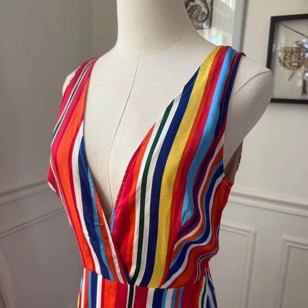 Lulus Elianna Rainbow Stripe Backless Maxi Dress $70 S - Image 7