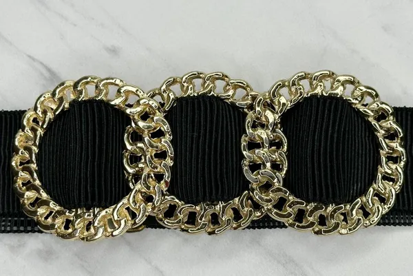 Vintage Goodheart Gold Tone Chain Stretch Cinch Belt Small/Medium ✨ - Image 2