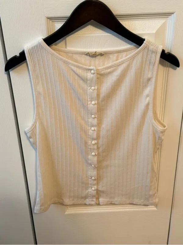 Madewell Ribbed Crewneck Shell Top in Vintage Ivory - Image 2