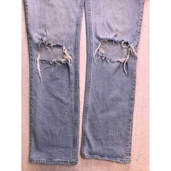 Abercrombie & Fitch 90s Straight Jeans‎ Women 28/6L Light Blue Ripped - Image 4