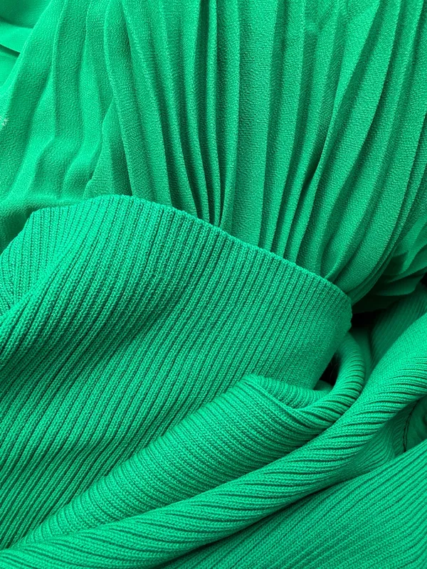 Mare Mare x Anthropologie Sleeveless Twofer Maxi Dress size M green knit pleat - Image 5