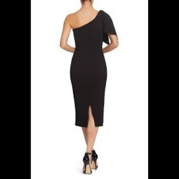Dress the population NWT Tiffany 1 shoulder black midi dress size small - Image 2